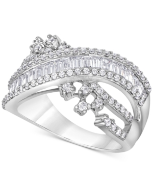 image of Diamond Baguette Crossover Statement Ring (1 ct. t.w.) in 14k White Gold