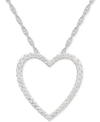 Macy's - Diamond Heart 18" Pendant Necklace (1/4 ct. t.w.) in Sterling Silver