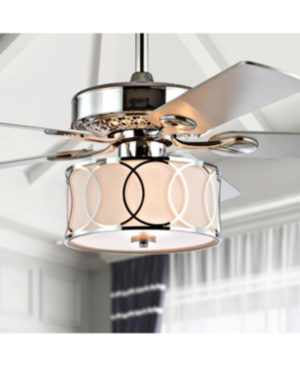 JONATHAN Y CIRCE 52" 3-LIGHT DRUM SHADE LED CEILING FAN WITH REMOTE 