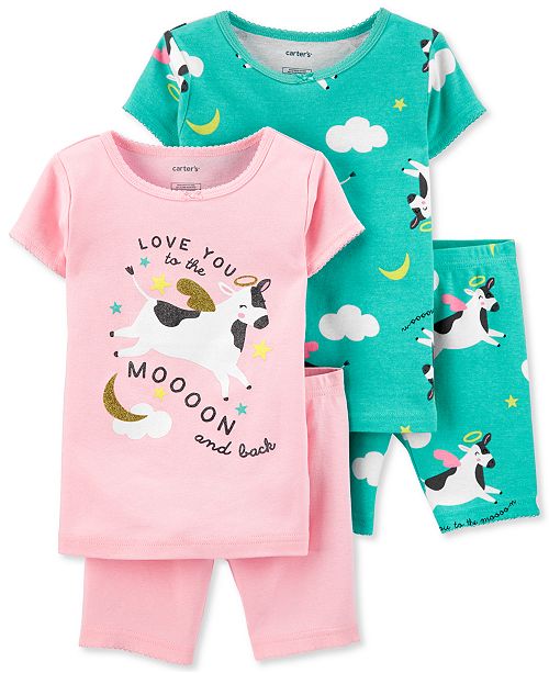 Carter S Baby Girls 4 Pc Cow Print Cotton Pajamas Set Reviews