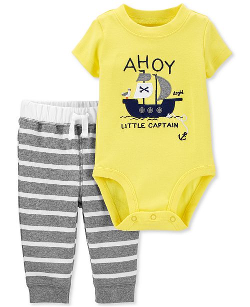 Carter S Baby Boys 2 Pc Ahoy Bodysuit Striped Pants Set