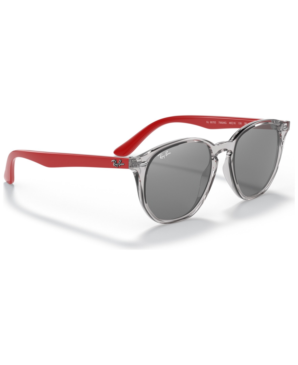 Shop Ray-ban Jr . Kids Sunglasses, Rj9070 (ages 7-10) In Transparent Grey,grey Mirror Silver