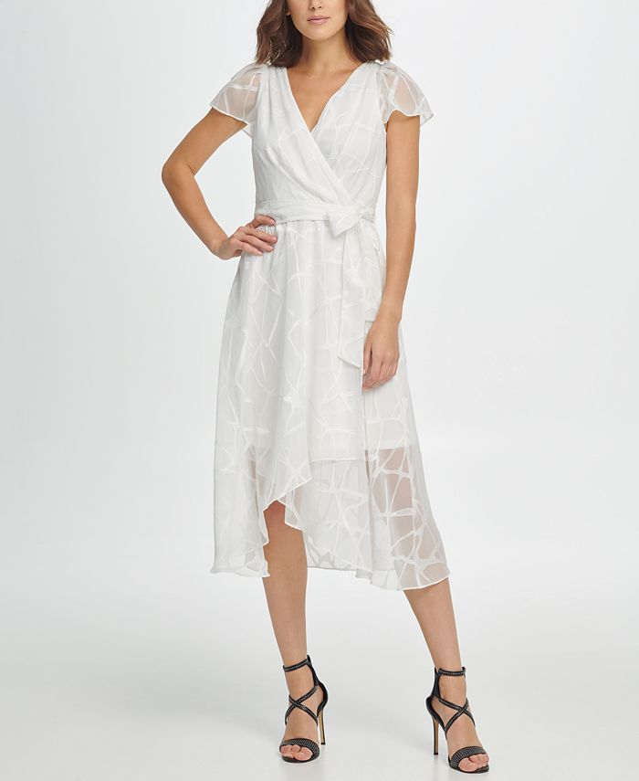 DKNY Flutter Sleeve VNeck Wrap Midi Dress Macy's