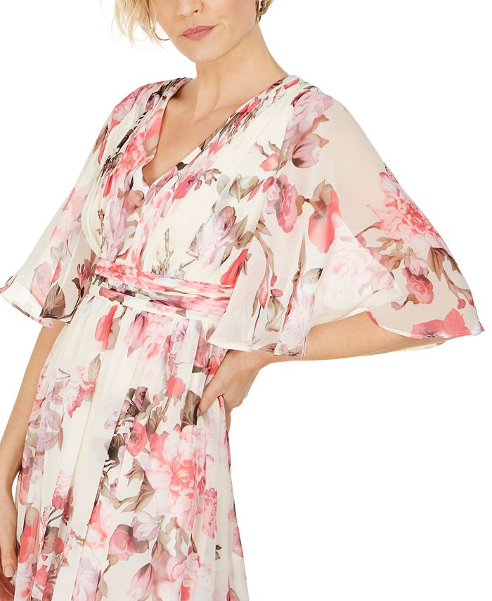 adrianna papell printed chiffon gown