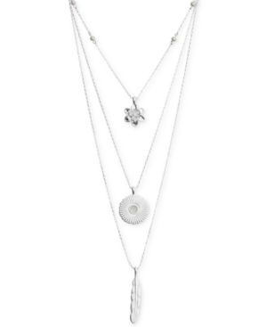 image of Lucky Brand Silver-Tone Pave & Imitation Pearl Feather 20