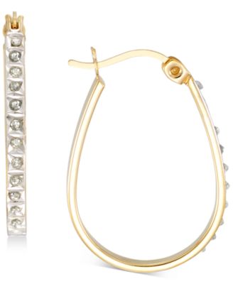 Photo 1 of Giani Bernini Diamond Accent Oval Hoop Earrings in 18k Gold-Plated Sterling Silver, Created for Macy's