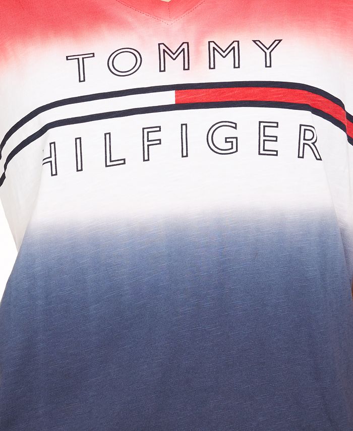 Tommy Hilfiger Tie-Dye Ombré Logo T-Shirt - Macy's