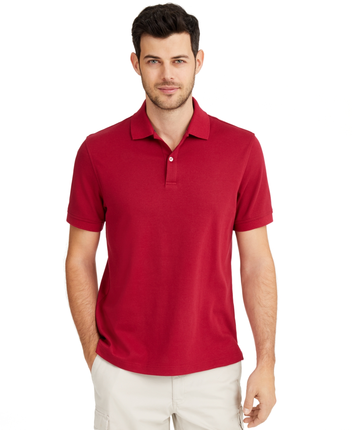 CLUB ROOM MEN'S SOFT TOUCH INTERLOCK POLO, CREATED FOR MACY'S