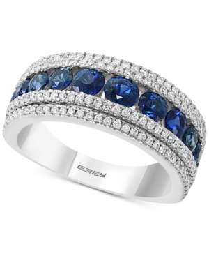 image of Effy Sapphire (1-3/4 ct. t.w) & Diamond (1/2 ct. t.w.) Band Ring in 14k White Gold