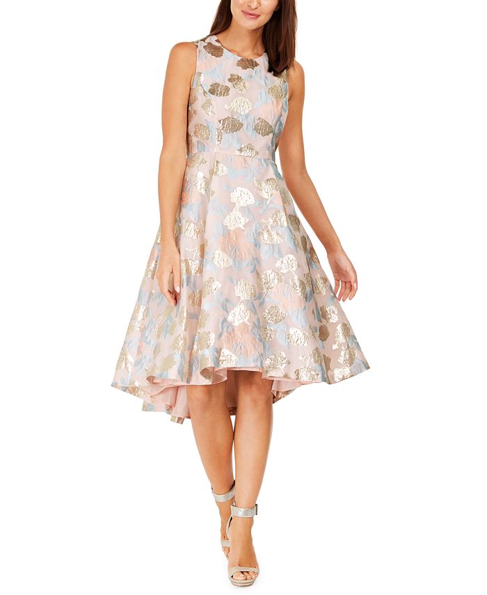 Calvin Klein Metallic Floral Jacquard Dress Macy s