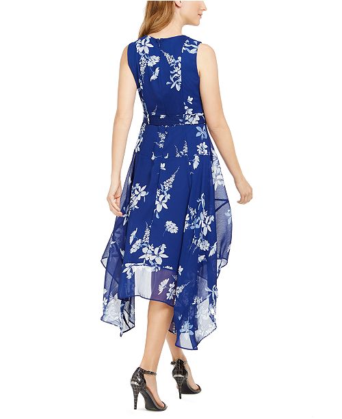 Calvin Klein Floral Chiffon Handkerchief-Hem Dress & Reviews - Dresses ...
