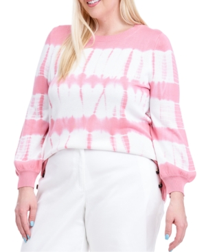 Fever Plus Size Tie Dye Sweater In Pink Spring Modesens