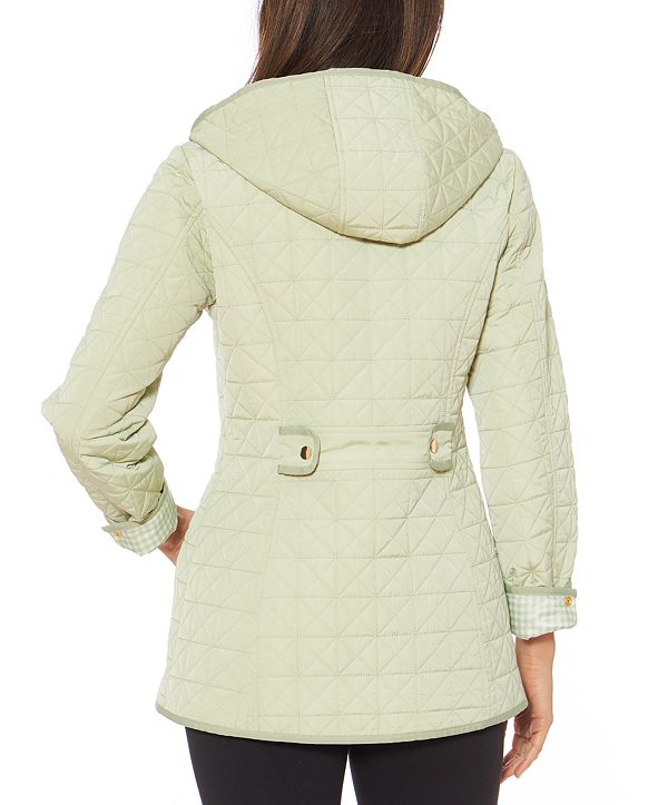 Jones New York WaterResistant Hooded Quilted Jacket & Reviews Coats