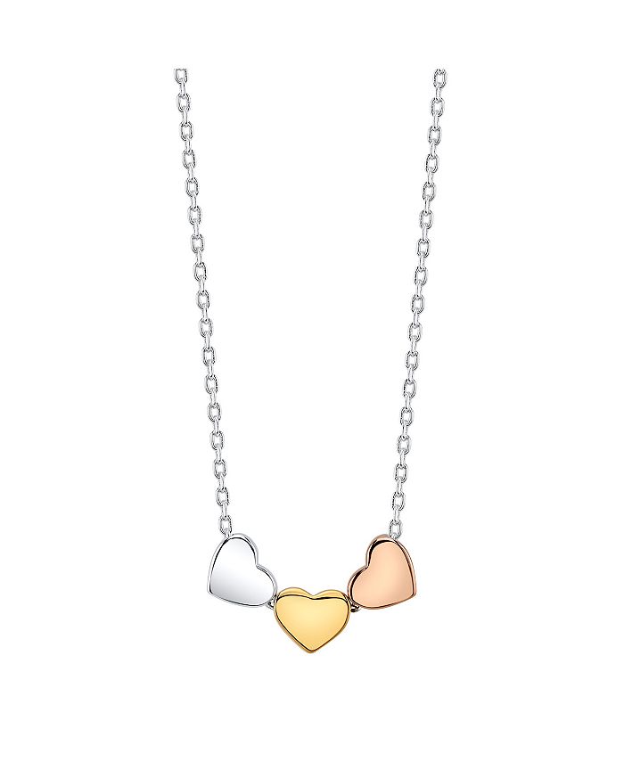 Unwritten Tri-Tone Macy\'s Silver Triple Necklace - Plated Heart