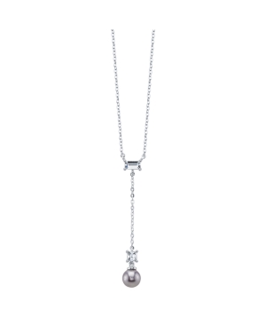 image of David Tutera Swarovski Crystal and Swarovski Pearl Y-Shape Necklace Fine Silver Plate by David Tutera Everyday Celebrations