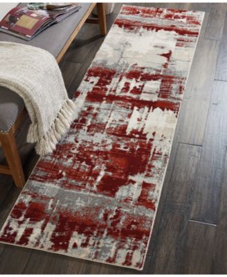 Samuel SAM14 Ivory, Red 2'2" x 7'6" Runner Rug