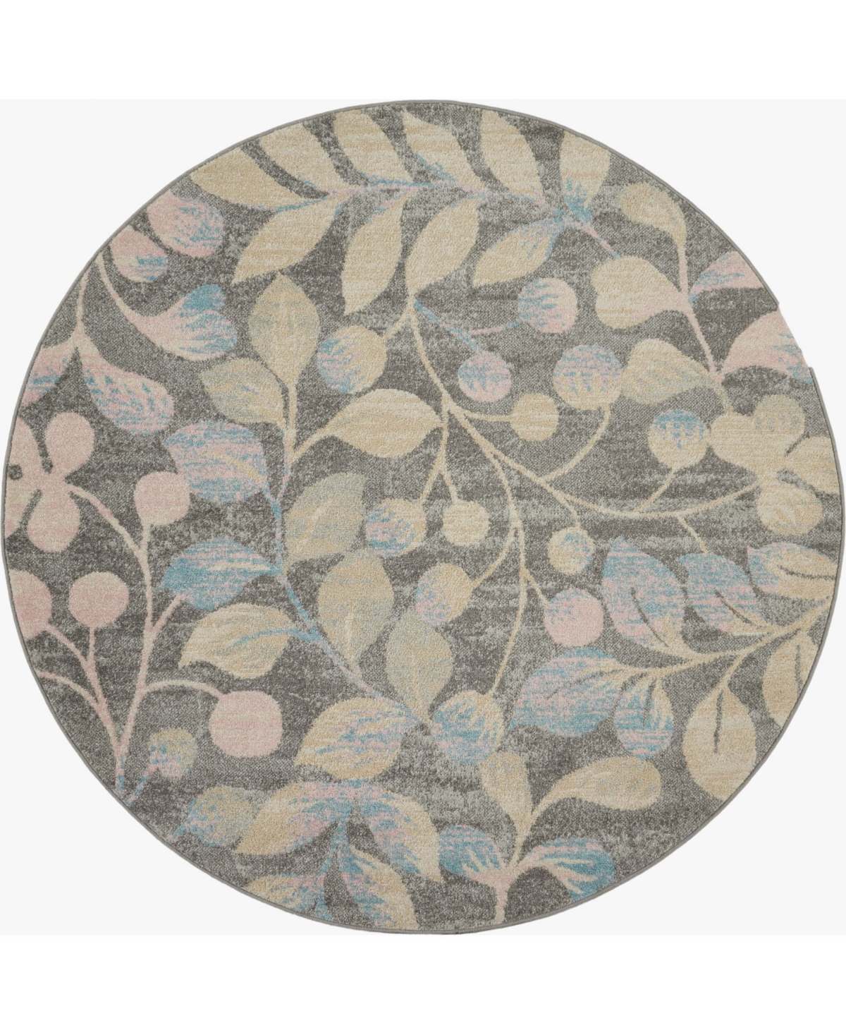 Long Street Looms Peace PEA03 Gray 5'3" Round Area Rug