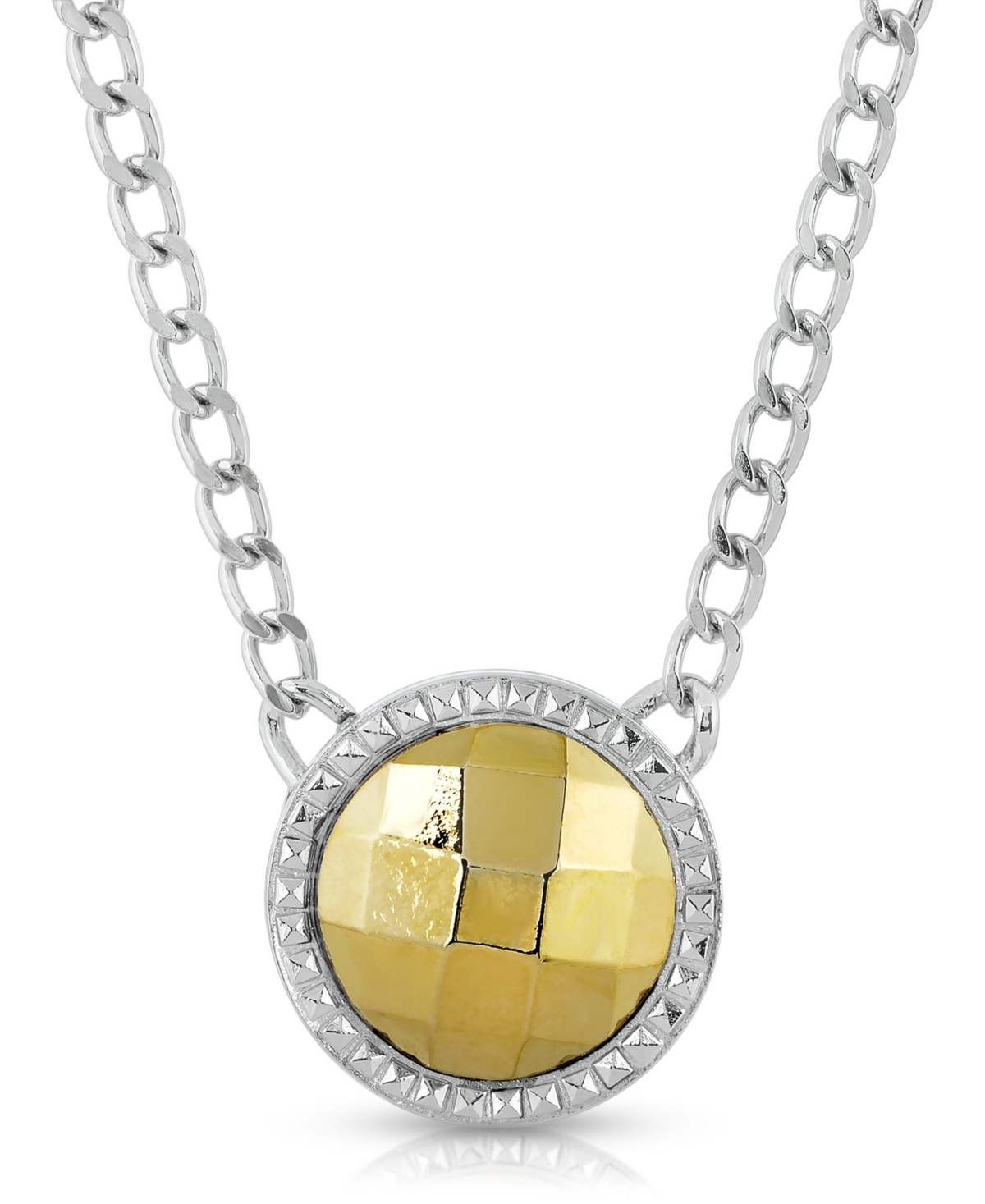 2028 Silver-tone And Gold-tone Round Pendant Necklace In Multi