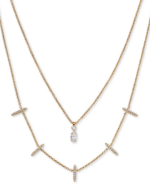 image of Ava Nadri 18k Gold-Plated Cubic Zirconia Layered Pendant Necklace, 16 & 18