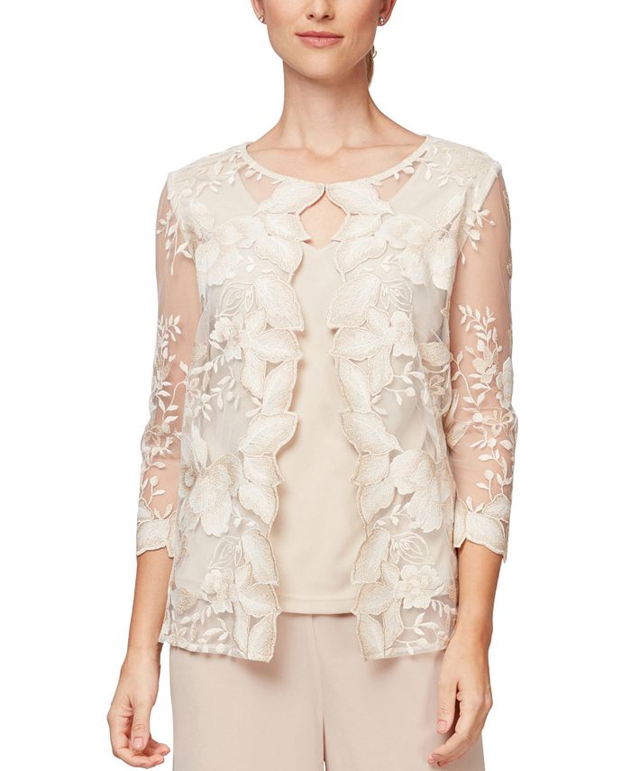Alex Evenings Embroidered Jacket & Camisole & Reviews - Tops - Women ...