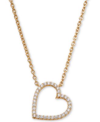 AJOA - 18k Gold-Plated Cubic Zirconia Heart Pendant Necklace, 16" + 1"
