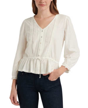 image of Lucky Brand Pleated Peplum-Hem Top