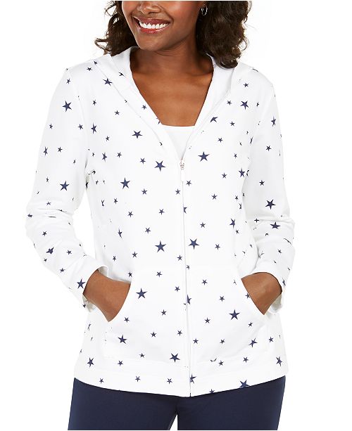Karen Scott Star Gaze Printed Zip Hoodie Created For Macy S Reviews Jackets Blazers Women Macy S