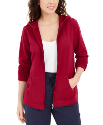 Karen Scott - Petite French Terry Zip-Front Hoodie