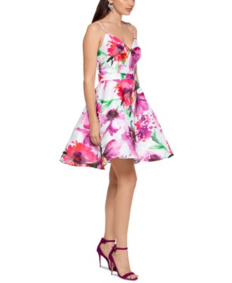 xscape floral fit and flare dress