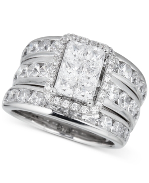image of Diamond Princess 3-Pc. Bridal Set (4 ct. t.w.) in 14k White Gold