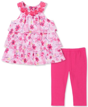Kids Headquarters Baby Girls 2-Pc Floral-Print Tiered Ruffle Tunic & Leggings Set