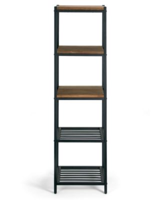 Ailis 57" Pine Wood Metal Frame Etagere Bookcase Shelf Media Center