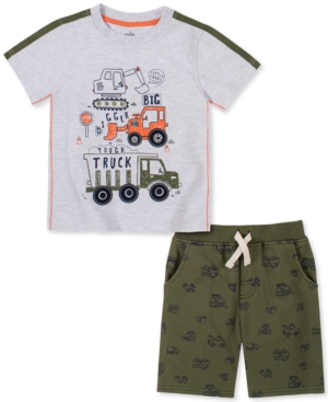 Kids Headquarters Baby Boys 2-Pc Construction T-Shirt & French Terry Shorts Set