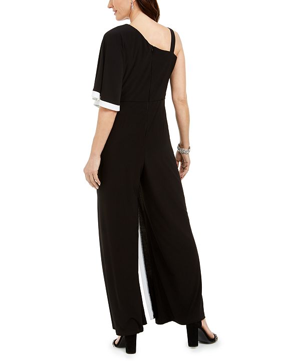 R & M Richards Women's Cold Shoulder Jumpsuit Black Size 14 Petite