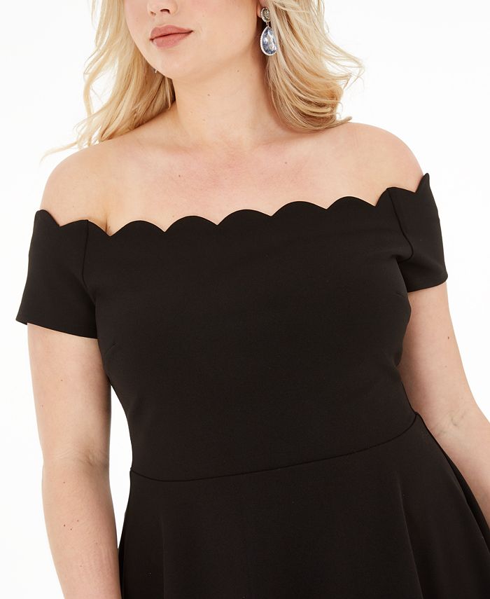 B Darlin Trendy Plus Size Scalloped Off-The-Shoulder A-Line Dress - Macy's