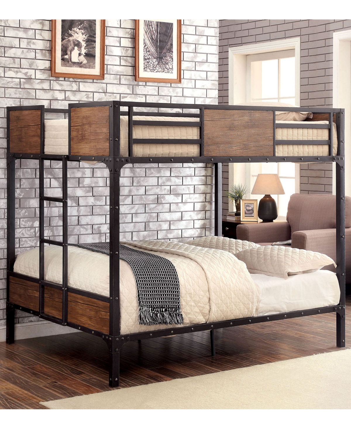 Furniture of America Remiro Metal Over Bunk Bed