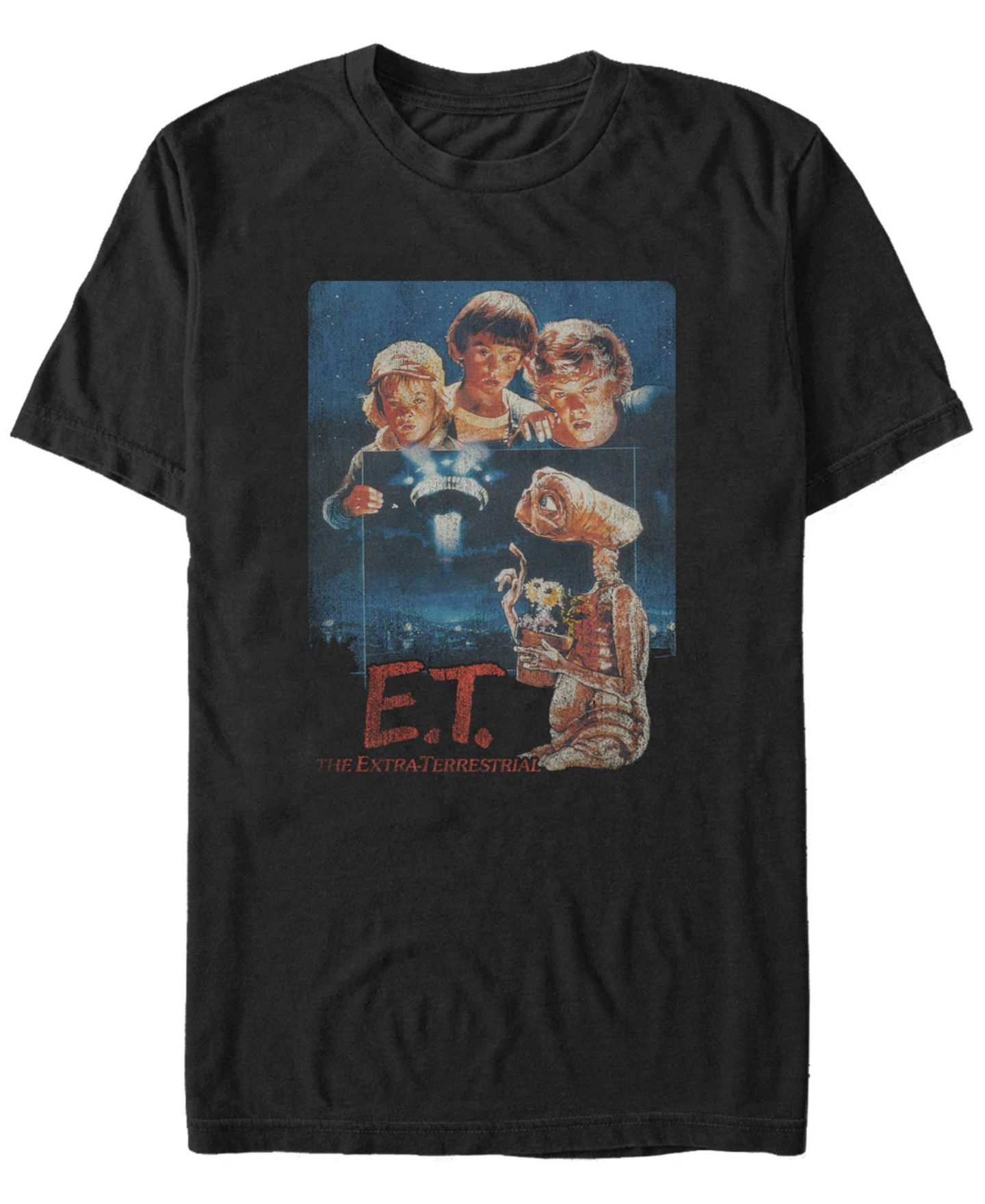 Мужская футболка Fifth Sun E.T. the Extra-Terrestrial Distressed Vintage-Like Photograph Short Sleeve, цвет: Чёрный — фото 1