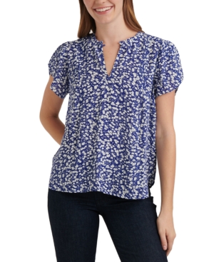 image of Lucky Brand Floral-Print Tulip-Sleeve Top