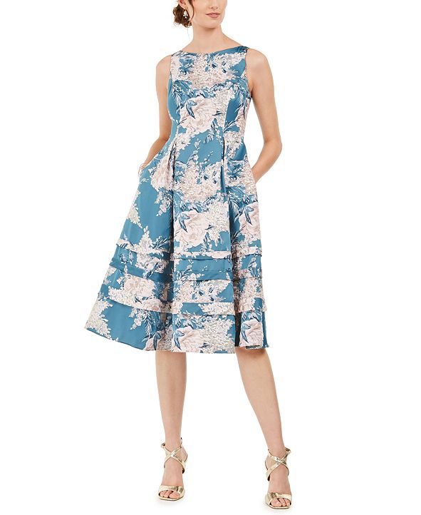 adrianna papell jacquard fit and flare