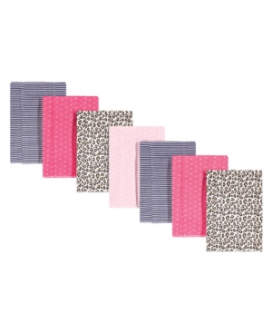 Hudson Baby Baby Girls and Boys Leopard Flannel Burp Cloths Pack of 7