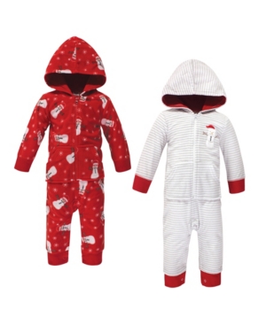 Hudson Baby Baby Girls and Boys Santa Snowman Fleece Coveralls and Playsuits Jumpsuits Pack of 2