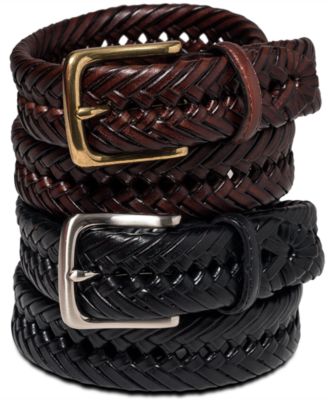 tommy hilfiger men's braided leather belt