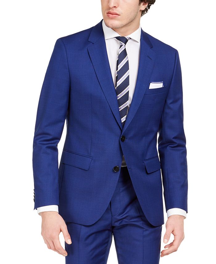 HUGO Men's Modern-Fit Bold Blue Solid Suit Jacket - Macy's