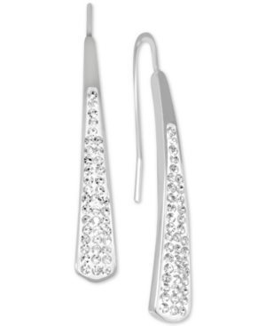 image of Essentials Crystal Bar Drop Earrings in Fine Silver Plate