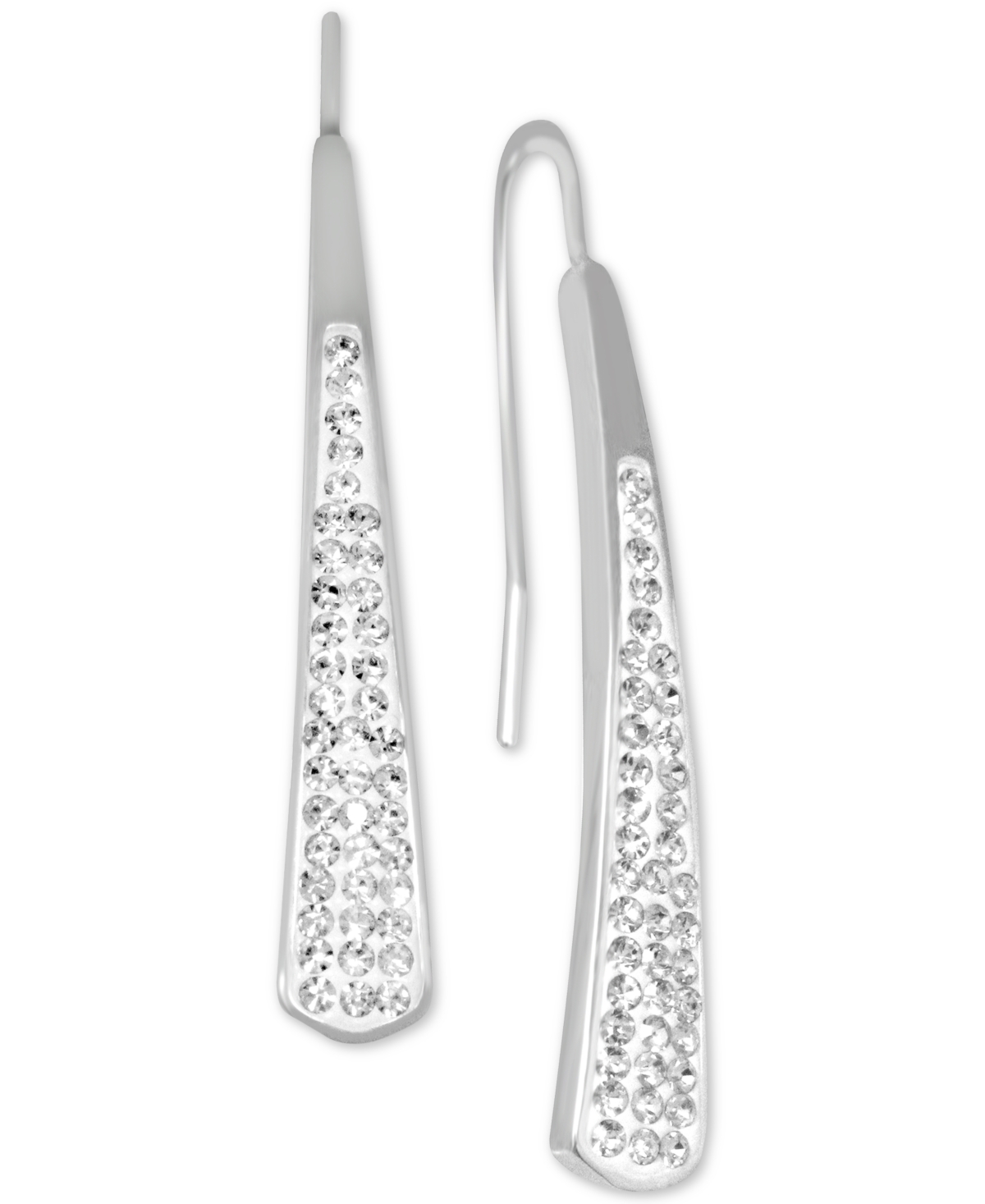 Crystal Bar Drop Earrings in Silver Plate - Silver