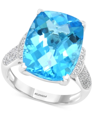 image of Effy Blue Topaz (11-7/8 ct. t.w.) & Diamond (1/4 ct. t.w.) Ring in 14k White Gold