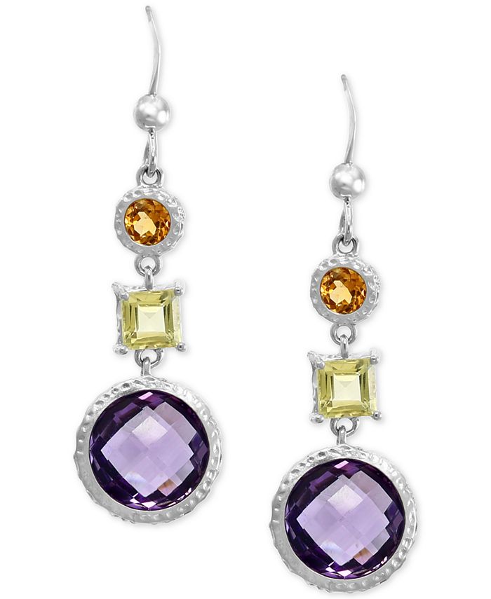 Multi gemstone drop earrings clearance