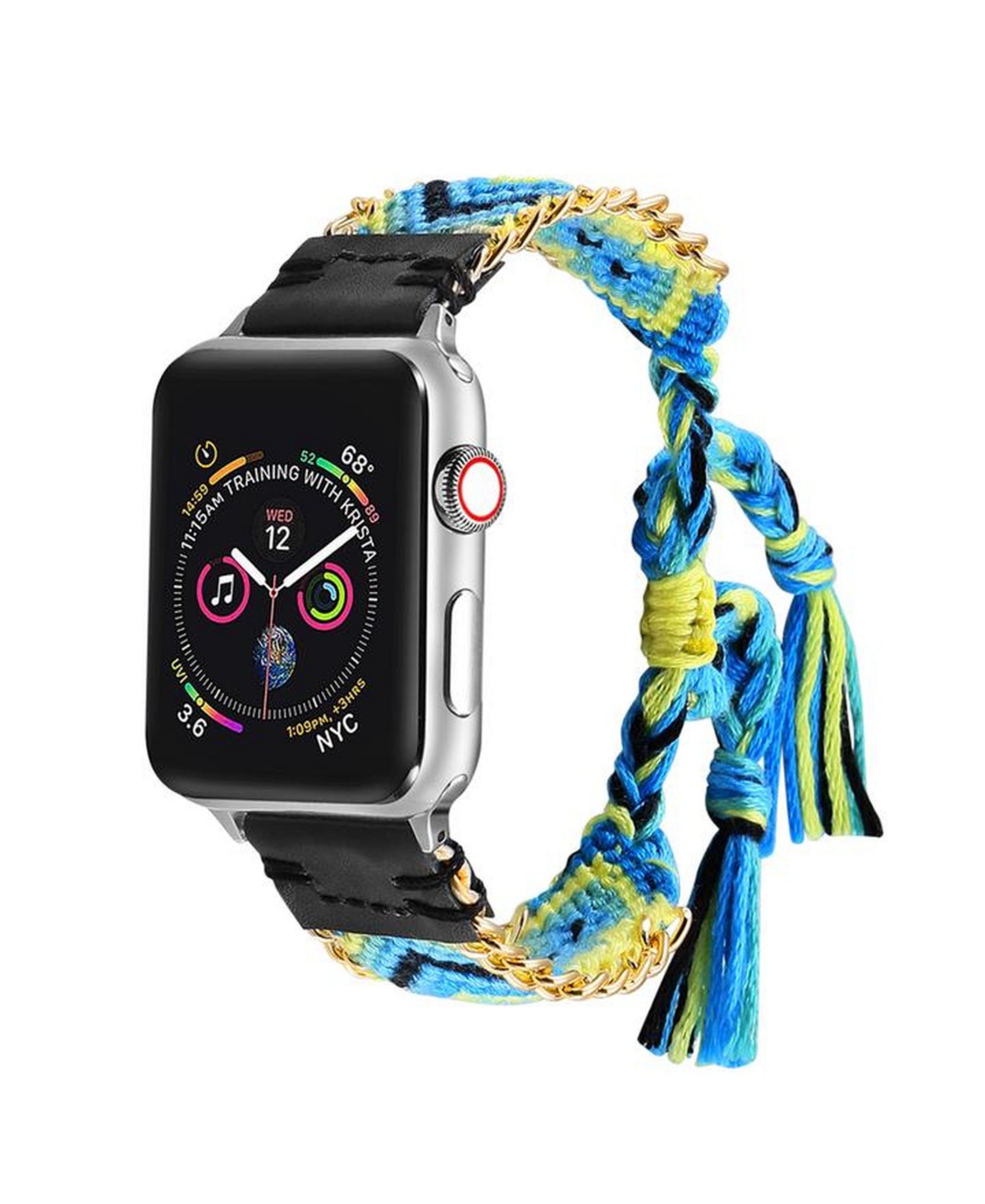 Men's and Women's Apple Multi Colored Friendship Cotton, Stainless Steel Replacement Band 40mm - Multi