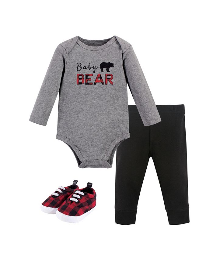 Little Treasure Baby Boys Bear Bodysuit, Pant and Shoe Set, Pack of 3 Macy's