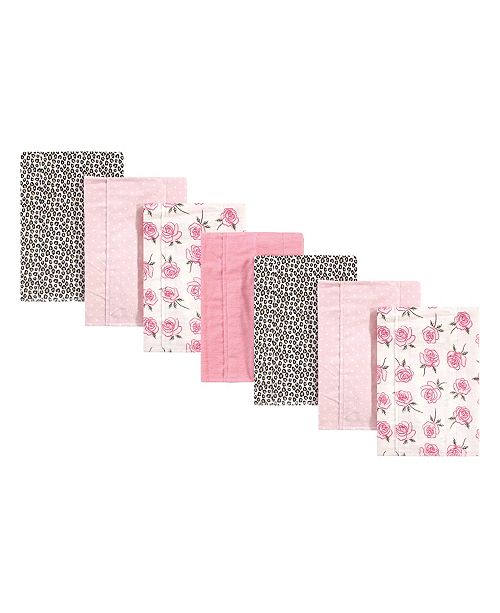 Baby Girls And Boys Rose Leopard Flannel Burp Cloths Pack Of 7